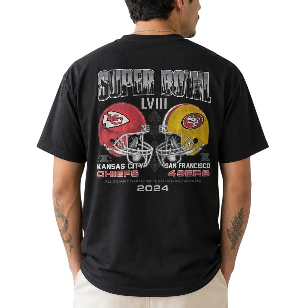Super Bowl LVIII T Shirt XL Chiefs 49ers Black NFL Football Tee